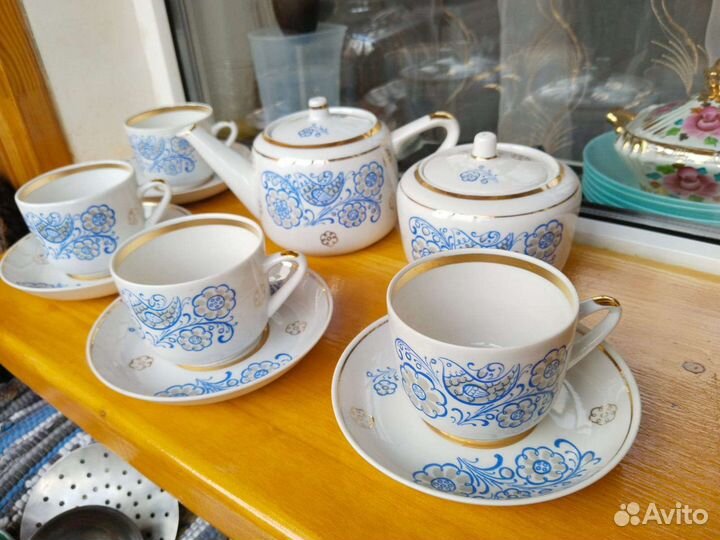 Винтажный чайный сервиз Вербилки Птица счастья