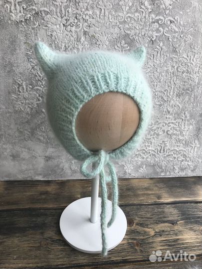 Вязаная шапочка из ангоры, вязание для детей