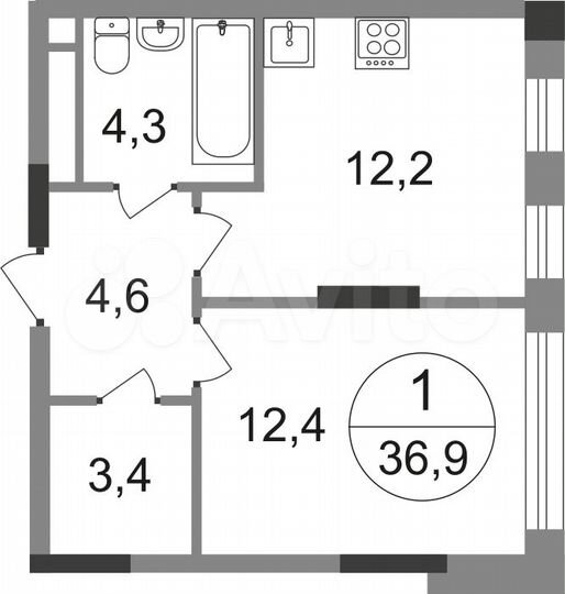 1-к. квартира, 36,9 м², 7/17 эт.