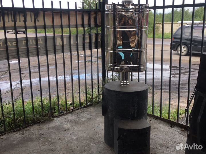 Печь банная 530 мини фут с баком нерж 75 лит