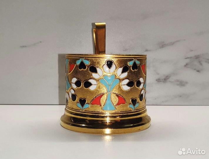 Подстаканник латунь, эмаль люм СССР (экспортный)