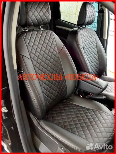 Чехлы Nissan Sentra из экокожи чёрные Ромб