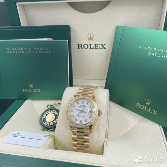 Rolex datejust 31mm желтое золото с камнями