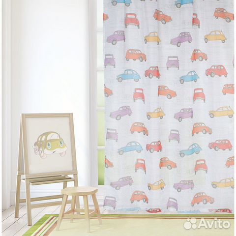 Новый тюль в детскую комнату машинки