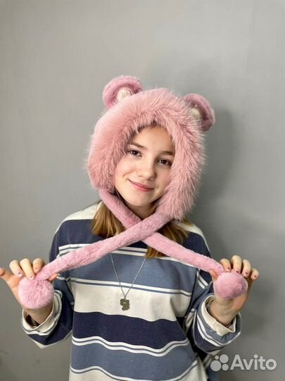 Шапка зимняя меховая женская ушанка с ушками