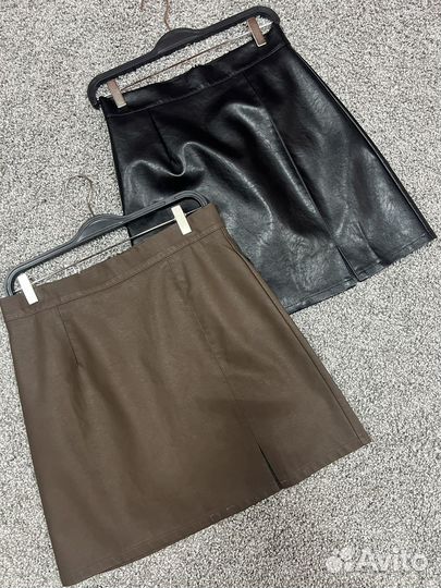 Кожаная мини-юбка