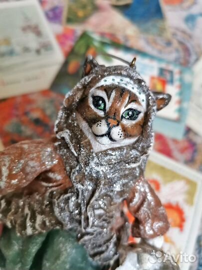 Ватная елочная игрушка Кошка