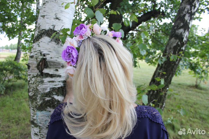 Венок на голову из цветов ручной работы