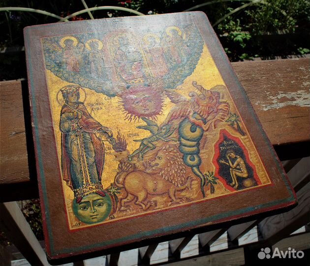 Старая икона Чистая Душа живопись золочение 31*27