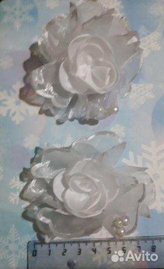 Банты для волос детские (белые и бело-розовые)