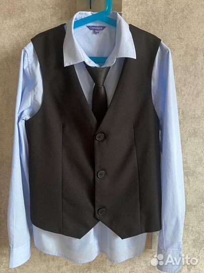 Жилет школьный Button blue 164 рубашка Chessford