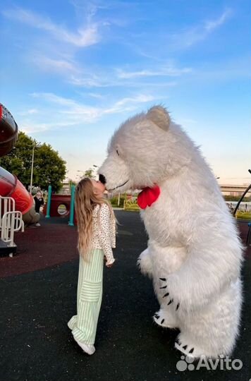 Белый мишка на праздник, аниматоры, шоу вечеринки