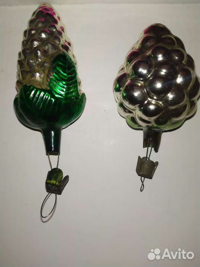 Елочные игрушки СССР шишка, виноград