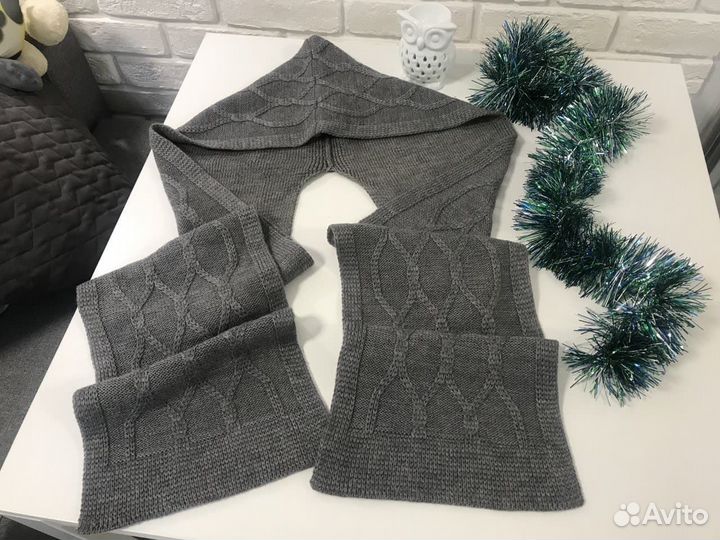 Шарф капюшон вязаный