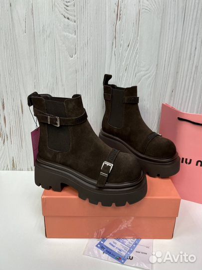 Ботинки женские зимние miu miu натуральные
