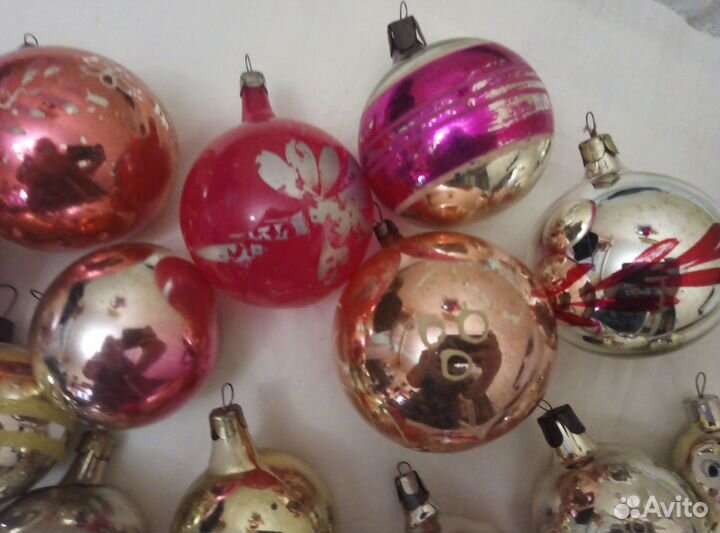 Ёлочные игрушки шары СССР. 17 шт. одним лотом