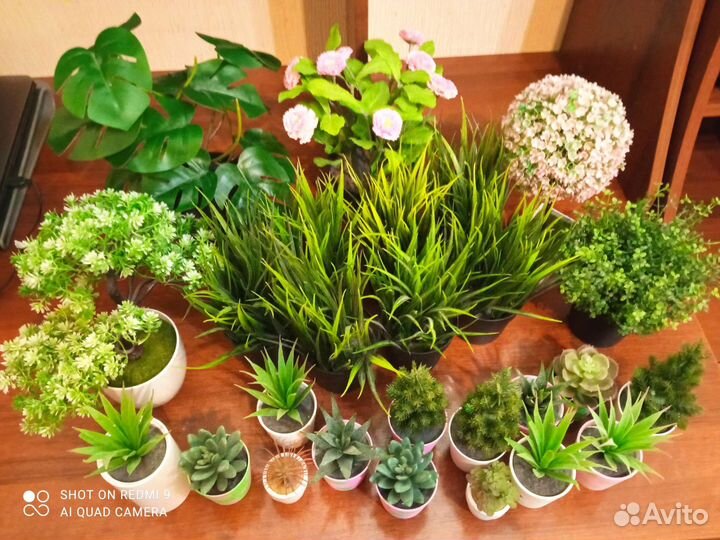 Искусственные цветы в горшках бу