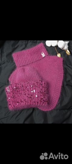 Зимняя шапка и снуд женский