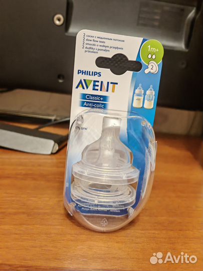 Соски бутылочные avent антиколик 1+