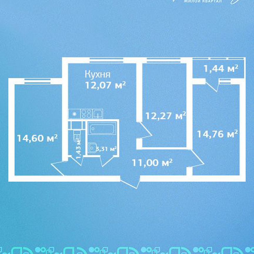 3-к. квартира, 70,9 м², 9/9 эт.