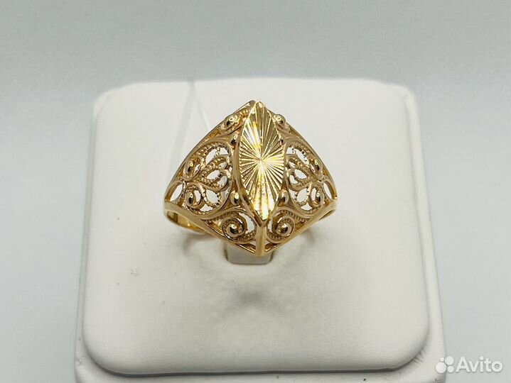 Золотое кольцо без камня 585* (Мармелад)