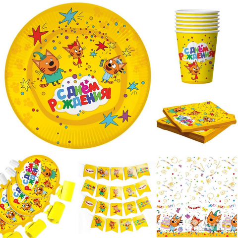 Набор детской посуды Три кота.Посуда для праздника