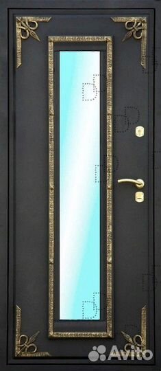 Металлическая входная дверь с окном и ковкой