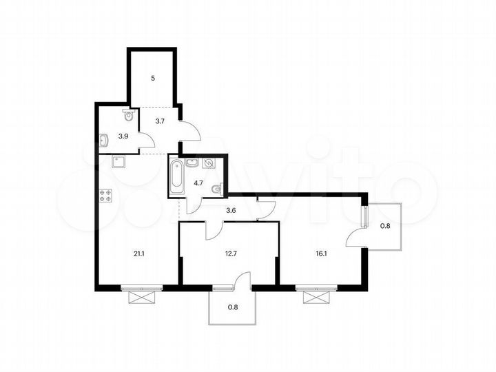 2-к. квартира, 72,4 м², 5/17 эт.