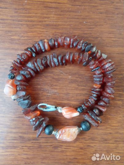 Бусы СССР янтарь и сердолик. Винтаж