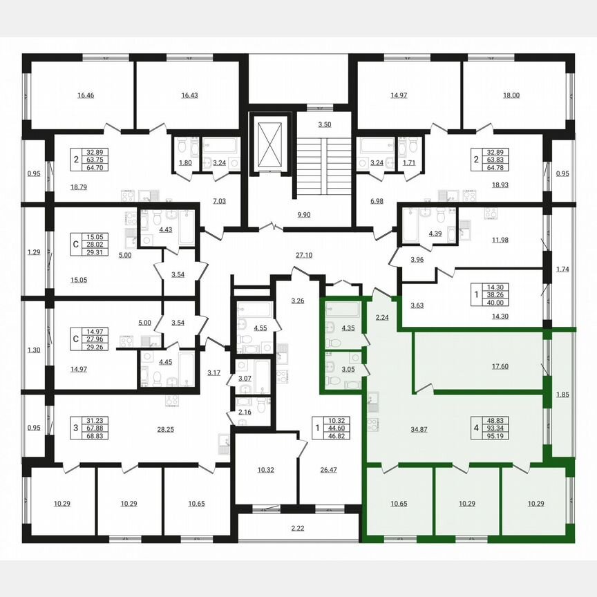 4-к. квартира, 95,2 м², 8/8 эт.