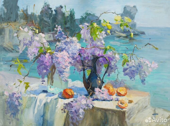 67 Гурзуф. Цветущая глициния, кисти А. Давыдченко