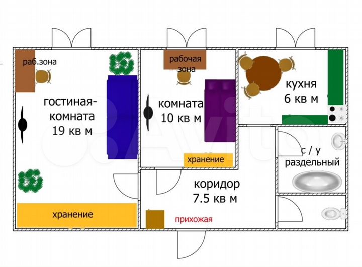 2-к. квартира, 46,4 м², 3/3 эт.