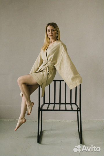 Льняной халат кимоно 42-48