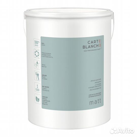 Краска моющаяся Matt база А белая 4 л