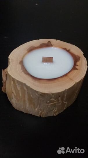 Свеча В подсвечнике из можжевельника