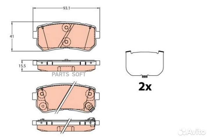 ZF russia GDB3636ZFR комплект колодок hyundai tucson (TL), 1.6 GDI, 1.6 T-GDI, 1.6 T-GDI ALL-wheel d