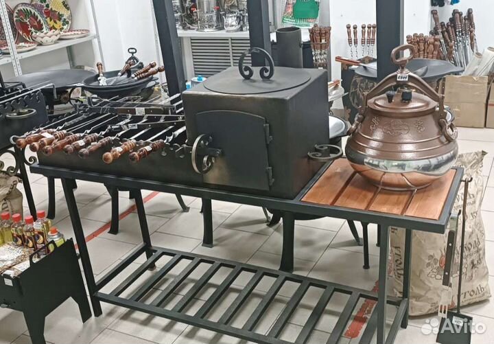 Мангал с печью под казан
