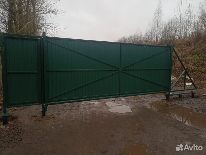 Откатные ворота 4000х2000мм b-1446