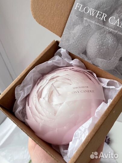 Свеча цветок (пион) ручной работы