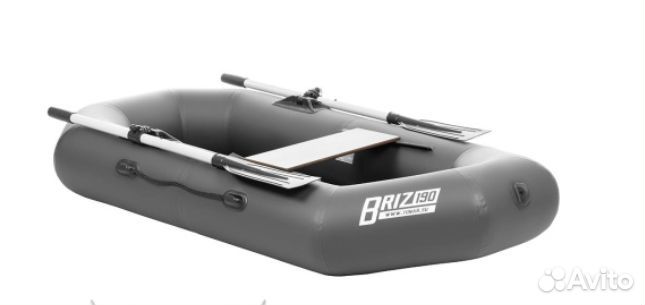 Лодка Бриз 190 с веслами серый Тонар