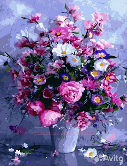 Картина по номерам 40x50 Красивый и пышный букет