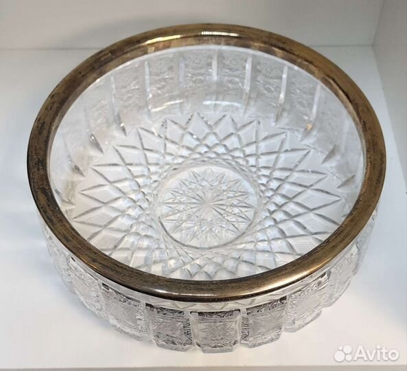 Ваза конфетница с ободком из серебра 875 пр. СССР