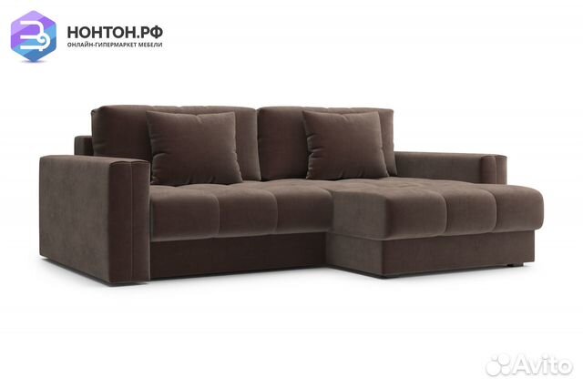 Диван угловой тик-так Монарх коричневый