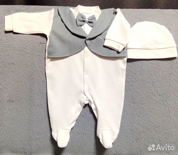 Костюм,комплект на выписку для мальчика,хлопок 56