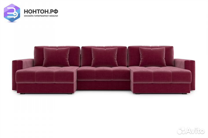 Диван п-образный тик-так Монарх М1О2 бордовый
