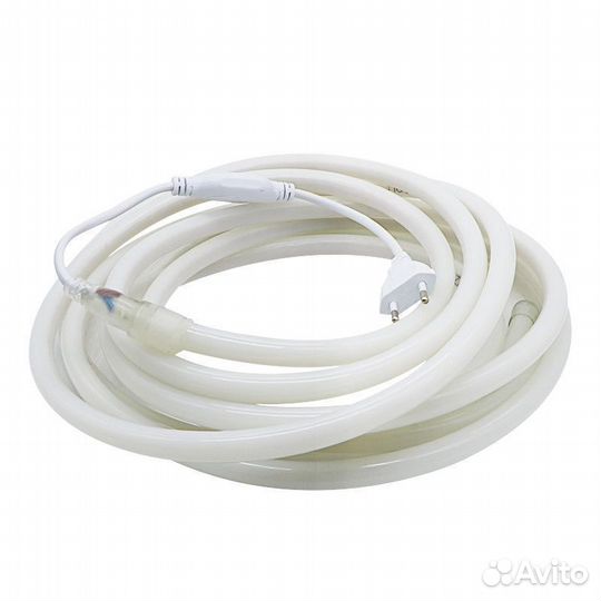 Гибкий неон круглый 5м, 220В,холодный белый