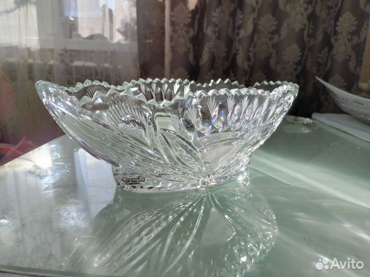 Хрустальная конфетница СССР ладья