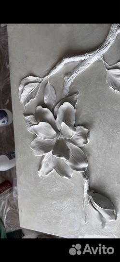 Картина барельеф (горельеф) цветок сакуры