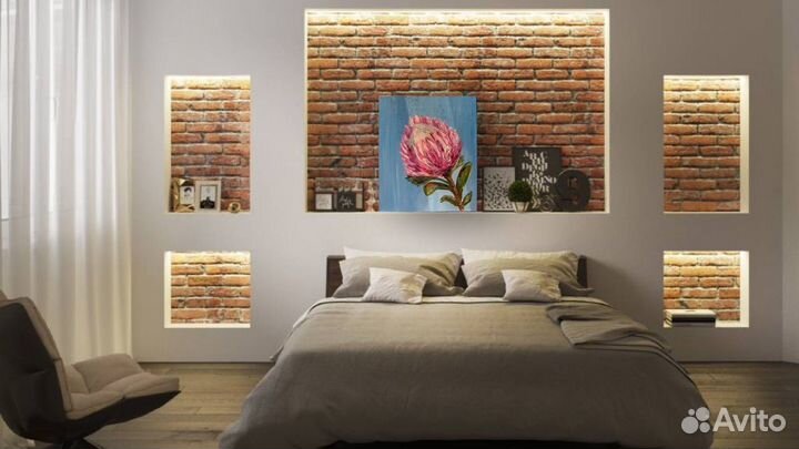 Картина текстурная, цветок Протея