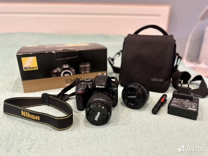 Зеркальный фотоаппарат Nikon D3400 + 2 объектива